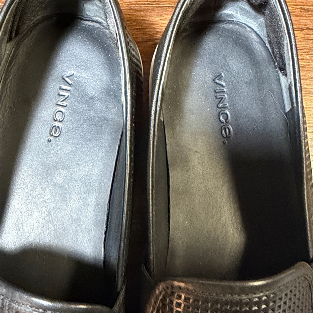 Vince Black Perforated Slip-On Sneakers with White Sole - Picture 8 of 9